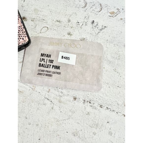 Jimmy Choo Myah Ballet Pink Lizard Print Leather Bi-fold Wallet With Jc Logo - Picture 5 of 11